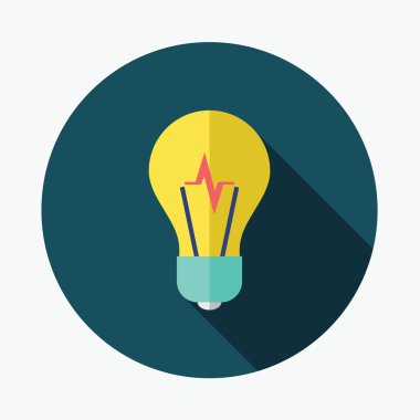 Ampul uzun gölge ile düz simgesi