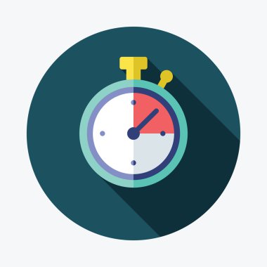 Uzun gölge ile kronometre düz simgesi