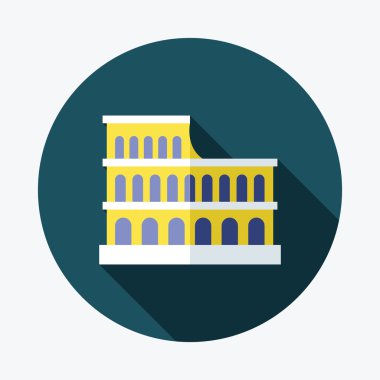 Colosseum uzun gölge düz simgesiyle