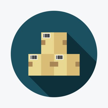 Bilgisayar monitör simgesini. Uzun bir gölge ile modern düz stil.