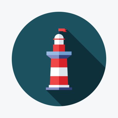 Deniz feneri simgesi. Düz uzun gölge simgesi.