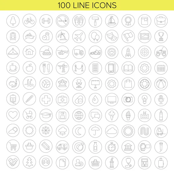 100 vékony vonal ikonok a webes és mobil. — Stock Vector