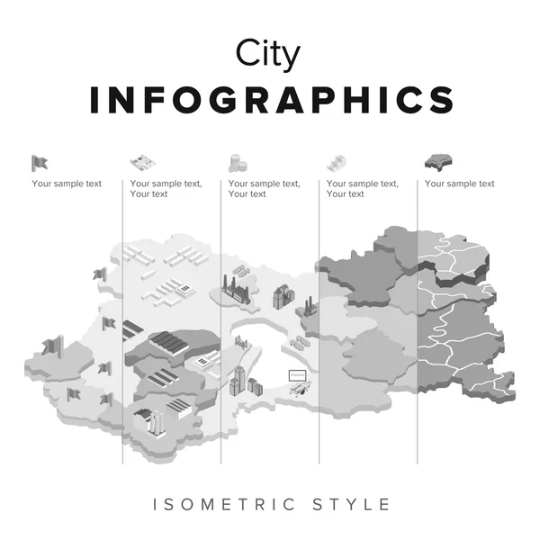 Illustration  of isometric map social infographics — Stock Vector