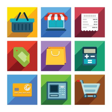 web ve mobil servisler için düz tasarım kavramı simge kümesi