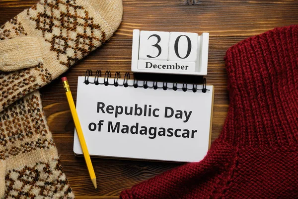 Republic Day of Madagascar of winter month calendar december.