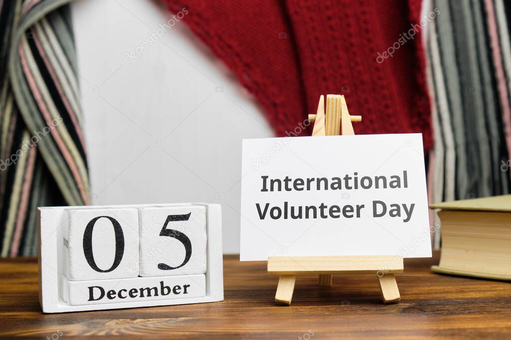International Volunteer Day of winter month calendar december.