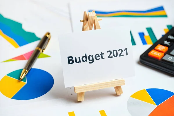 Concepto Presupuesto 2021 Gráficos Informes Papel — Foto de Stock