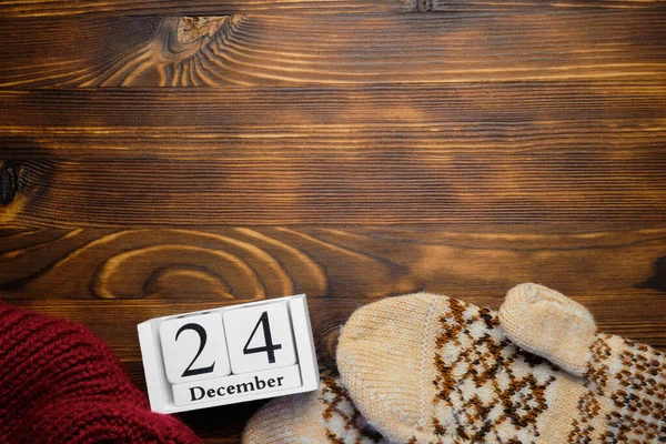 twenty fourth day of winter month calendar december with copy space.