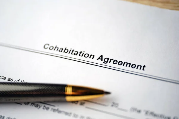 Συμφωνία Συμβίωσης Χαρτί Στυλό — Φωτογραφία Αρχείου
