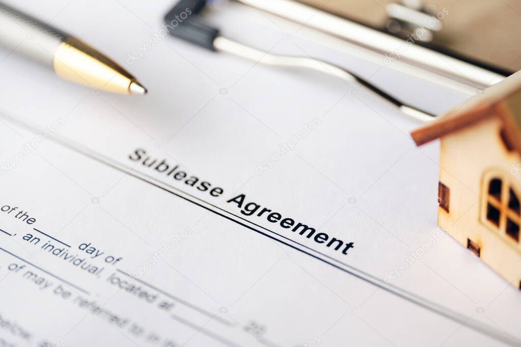 Legal document Sublease Agreement on paper close up