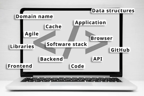 Begreppet Modeord Programmering Och Kodning — Stockfoto