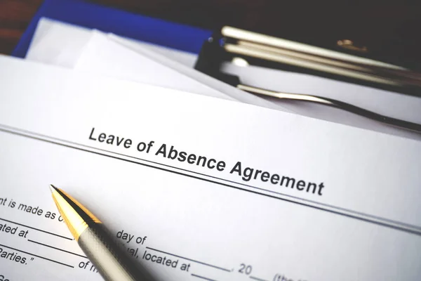 Юридический Документ Leave Absence Agreement Paper Close — стоковое фото