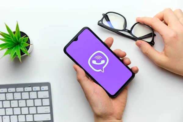 Applicazione Viber Messenger Sul Display Dello Smartphone Russia Petersburg Dicembre — Foto Stock