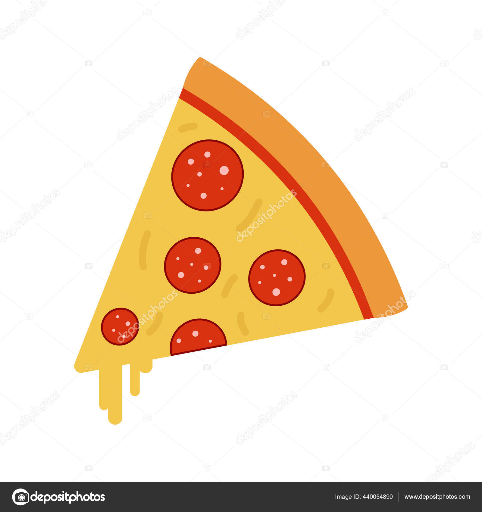 Rebanada Plana Aislada Pizza Pepperoni Para Diseño Web Vector de stock  #440054890 de ©Gesrey, image size:1600x1700