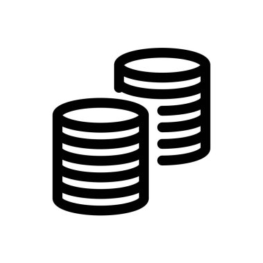 Paraların soyut yığını beyaz arkaplanda izole edilmiş ana hat simgesi.