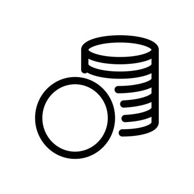 Farklı görünümlerdeki para sikkeleri beyaz arkaplanda izole edilmiş ana hat simgesi.