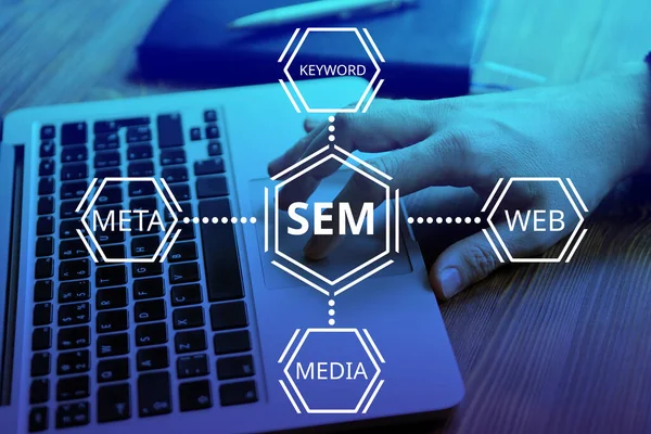 Search engine marketing SEM tool for promoting business on the Internet.