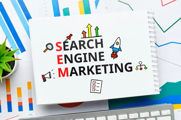 Conceito Search Engine Marketing Sem Para Promover Sites Pesquisa — Fotografia de Stock