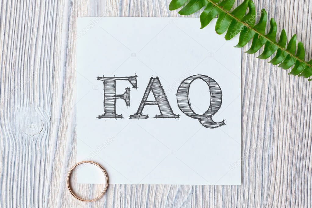 Concept FAQ on the main issues on the topic of wedding preparation.
