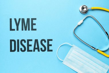 Tıbbi tablette steteskoplu belgelerle Lyme hastalığı teşhisi konsepti