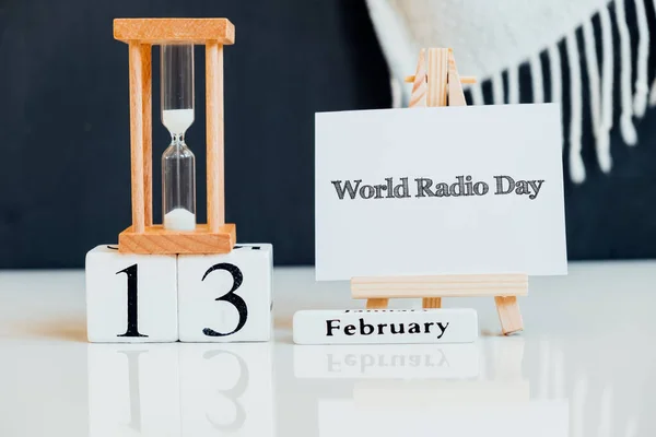 Journée Mondiale Radio Mois Hiver Calendrier Février — Photo