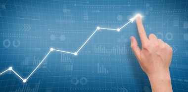 Grafiksel ekrandaki büyüme grafiğine işaret eder.