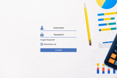 Kullanıcı adı ve parolası olan bir iş hesabına giriş kavramı.