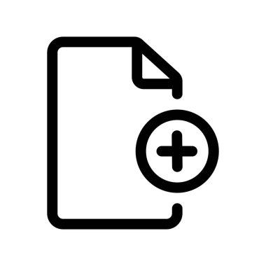 Beyaz arkaplanda izole edilmiş yeni belge ana hatları simgesi ekle.