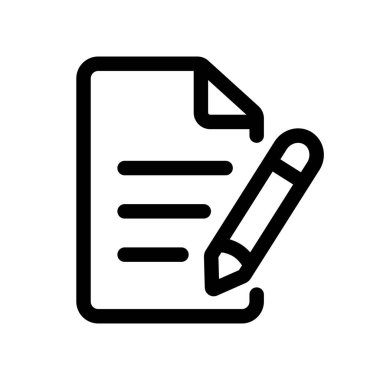 Beyaz arkaplanda izole edilmiş bir belge ana hatları simgesi imzalanıyor ve düzenleniyor.