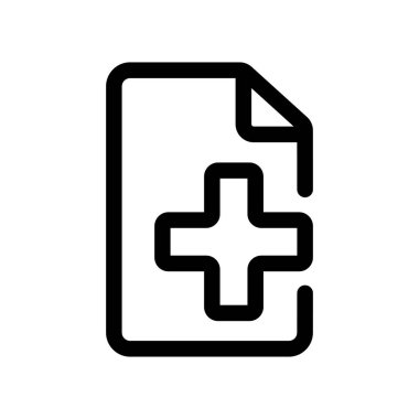 Tıbbi belge ana hatları simgesi beyaz arkaplanda izole edildi.