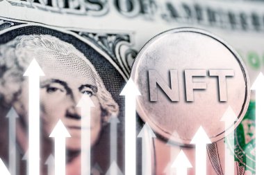 ABD doları üzerindeki kriptografik nft türünün büyüme kavramı.