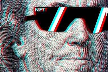 Yüz dolarlık banknot Franklin 'in gözlüklü halinin kriptografik versiyonu..