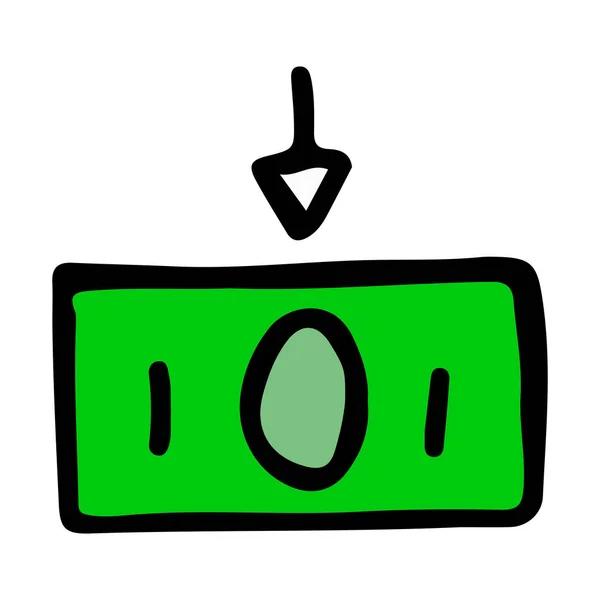 Receiving Money Bill Arrow Hand Drawn Doodle Isolated — Stock Vector