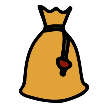 Örgü para çantası, el çizimi karalama, izole edilmiş..