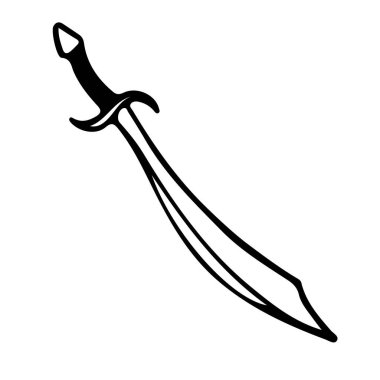 Kılıcı karalama stilinde iten ve kesen kılıç izole edilmiş.