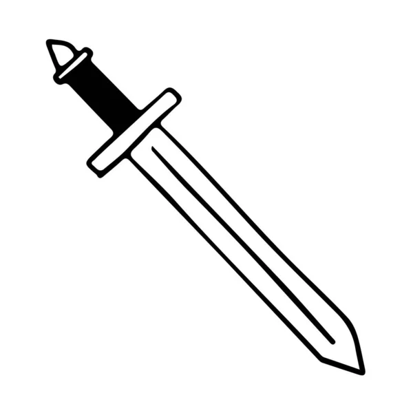 Espada Aço Curto Estilo Doodle Isolado — Vetor de Stock
