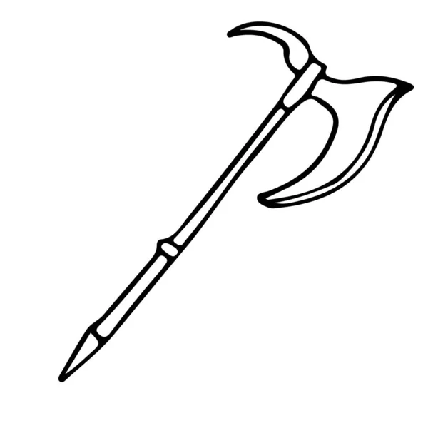 Grote Ridder Poleaxe Doodle Stijl Geïsoleerd — Stockvector