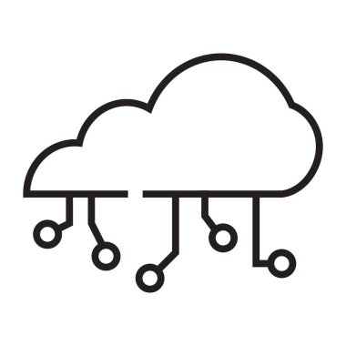 Kripto iş ana hatları simgesi içerisindeki bulut deposu beyaz arkaplanda izole edildi