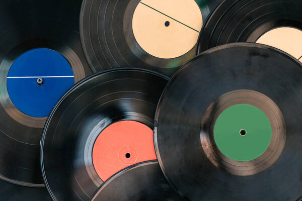 Vintage old music plate as background close up