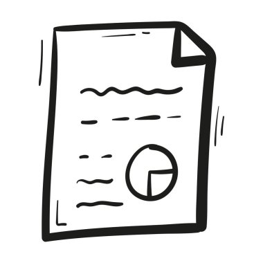 Çizim biçimi izole edilmiş grafik ve bilgi simgesine sahip el çizimi belge.