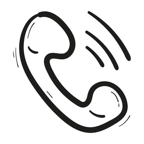 Handgezeichnetes Altes Telefonhörer Icon Doodle Stil Isoliert — Stockvektor