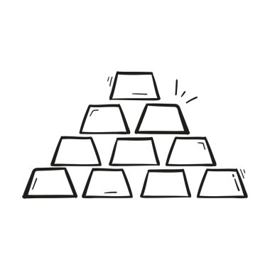Karalama stilinde izole edilmiş altın külçeleri..