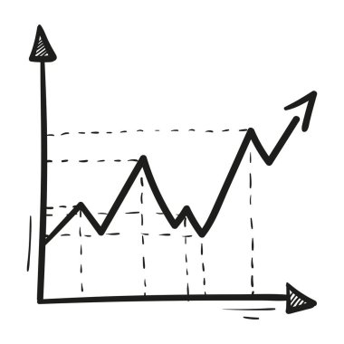 Karalama biçiminde el çizimi grafik büyüme simgesi izole.