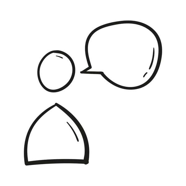 Ζωγραφισμένο Στο Χέρι Εικονίδιο Συνομιλίας Προσώπου Στυλ Doodle Απομονωμένο — Διανυσματικό Αρχείο