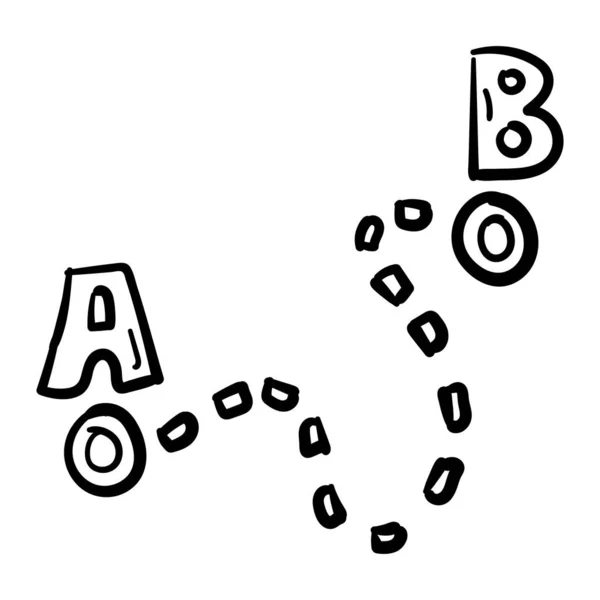 AからBのアイコンを独立した形で手描きで — ストックベクタ
