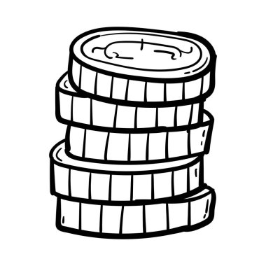 El çizimi para sikkeleri karalama tarzında izole edilmiş ikon.