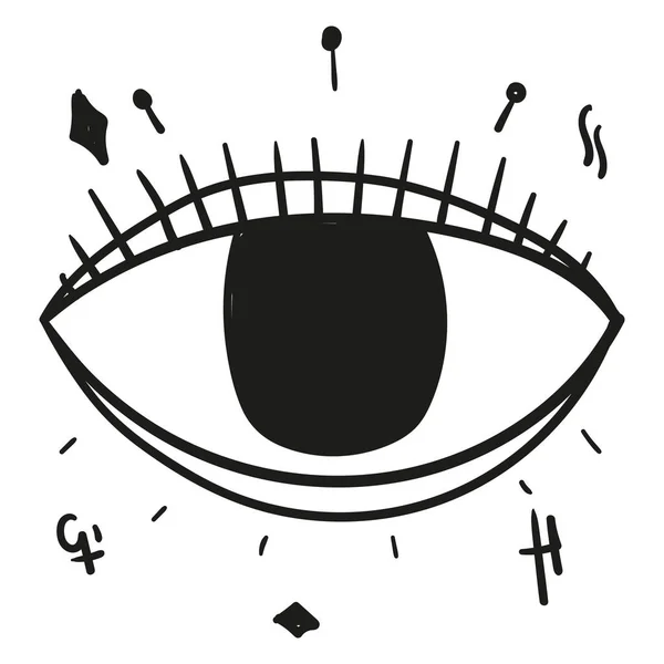 Hand Drawn Magical Eye Icon Doodle Style Isolated — Stock Vector