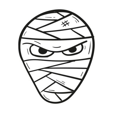 El çizimi mumya kafası ikonu karalama tarzında izole edilmiş..