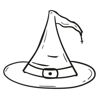 Karalama tarzında el çizimi cadı şapkası simgesi izole.