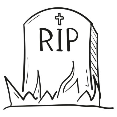 Karalama stilinde el çizimi mezar simgesi izole.